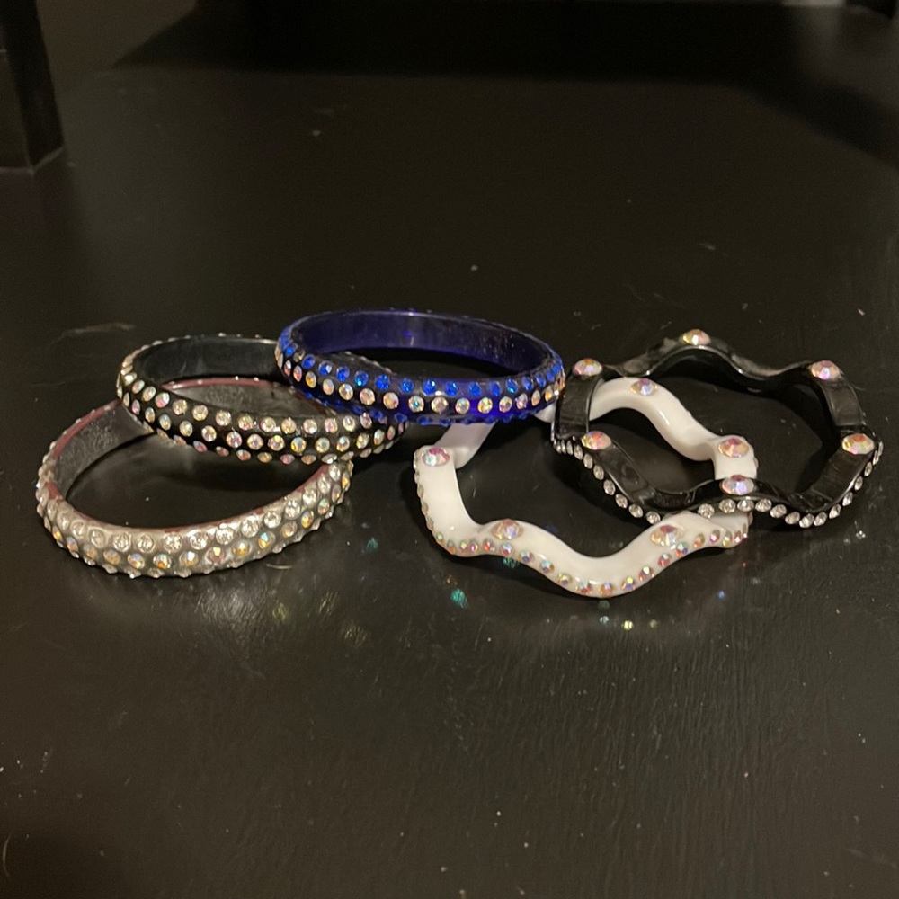 Bling bracelets. Five bracelets in set. Crystal bangle